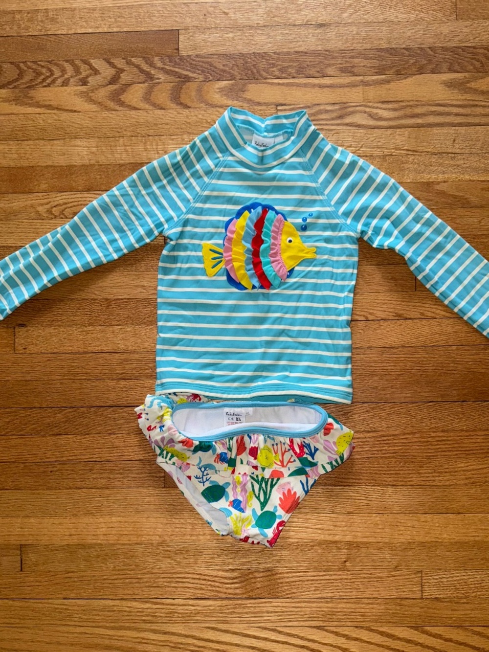 Mini Boden two-piece fish bathing suit (size 3-4Y)